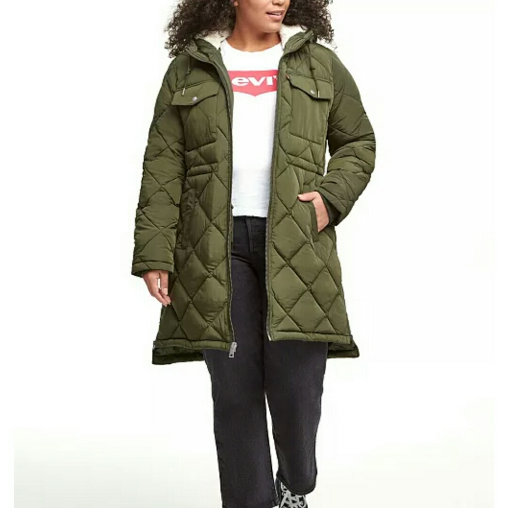 -NWT- Levi's Plus Size Quilted Hooded Parka Jacket